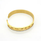 Crystal Roman Numerals Cuff Bracelets Women Bijoux Rhinestones Arm