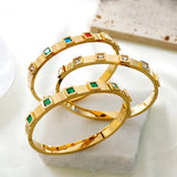Multicolor CZ Charm Bracelet Crystal Bangle Stainless Steel Jewelry