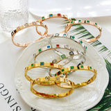 Multicolor CZ Charm Bracelet Crystal Bangle Stainless Steel Jewelry