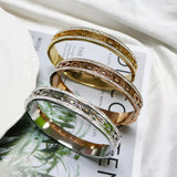 Vintage Stainless Steel Bracelet Zircon Wedding Party Charm Couple Bangl