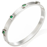Green Zircon Cuff Bangle CZ Bracelet for Women