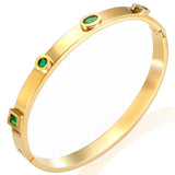 Green Zircon Cuff Bangle CZ Bracelet for Women