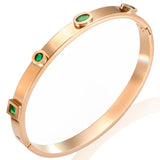 Green Zircon Cuff Bangle CZ Bracelet for Women