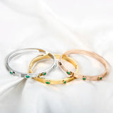 Green Zircon Cuff Bangle CZ Bracelet for Women