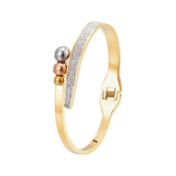 Smooth Stainless Steel Crystal Bracelet Love Wedding Gift Bangle Jewelry
