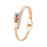 Smooth Stainless Steel Crystal Bracelet Love Wedding Gift Bangle Jewelry