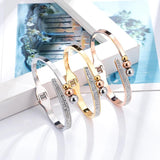 Smooth Stainless Steel Crystal Bracelet Love Wedding Gift Bangle Jewelry