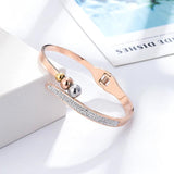 Smooth Stainless Steel Crystal Bracelet Love Wedding Gift Bangle Jewelry