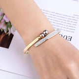Smooth Stainless Steel Crystal Bracelet Love Wedding Gift Bangle Jewelry