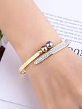 Smooth Stainless Steel Crystal Bracelet Love Wedding Gift Bangle Jewelry