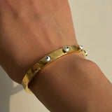 Geometric Zircon Devil's Eye Bangle Bracelet Stainless Steel
