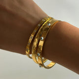 Geometric Zircon Devil's Eye Bangle Bracelet Stainless Steel