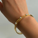Geometric Zircon Devil's Eye Bangle Bracelet Stainless Steel