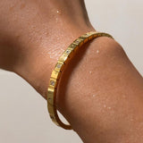Geometric Zircon Devil's Eye Bangle Bracelet Stainless Steel