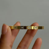 Geometric Zircon Devil's Eye Bangle Bracelet Stainless Steel