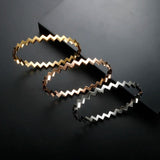 Wave Pattern Stainless Steel Bangles Summer Beach Party Couple Jewelry