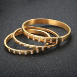 Zircon Inlaid Stainless Steel Bracelets for Women Men
