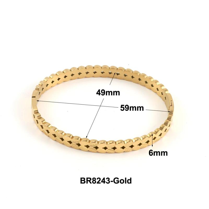 316L Stainless Steel Leaves Bangle Bracelet Metalic Golden 18 K Cuff Bracelet