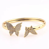 Rainbow CZ Bracelets 18K Plated Copper Pulseiras Butterfly Zircon Bangles