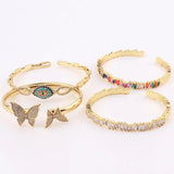 Rainbow CZ Bracelets 18K Plated Copper Pulseiras Butterfly Zircon Bangles