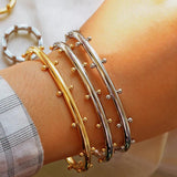 Stainless Steel Bangles Bracelets With Mini Balls Dots Charm