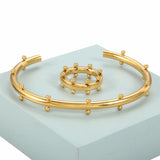 Stainless Steel Bangles Bracelets With Mini Balls Dots Charm