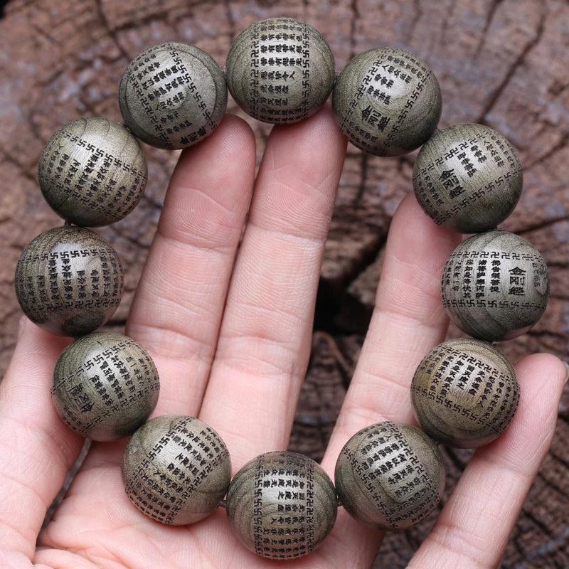 Natural Ebony Bead Bracelet Tibetan Buddhist 20mm Meditation Rosary