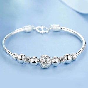 Silver Lucky Charm Bracelet Cuff - Women Bangles Jewelry