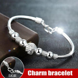 Silver Lucky Charm Bracelet Cuff - Women Bangles Jewelry