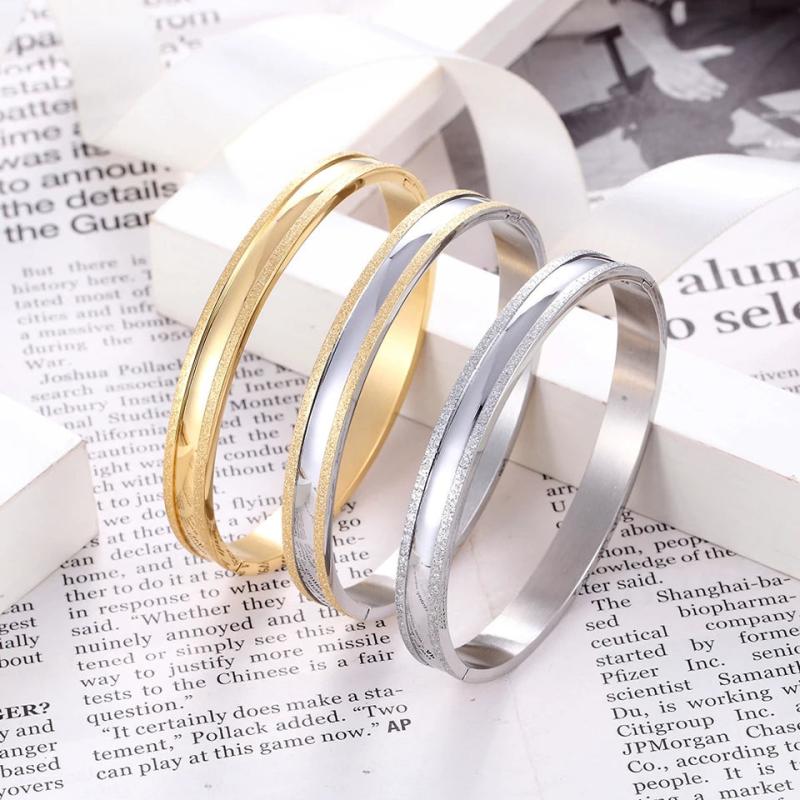 Mid-smooth Concave Stainless Steel Bangle Bracelet