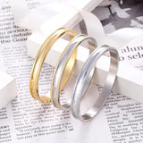 Mid-smooth Concave Stainless Steel Bangle Bracelet