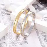 Mid-smooth Concave Stainless Steel Bangle Bracelet