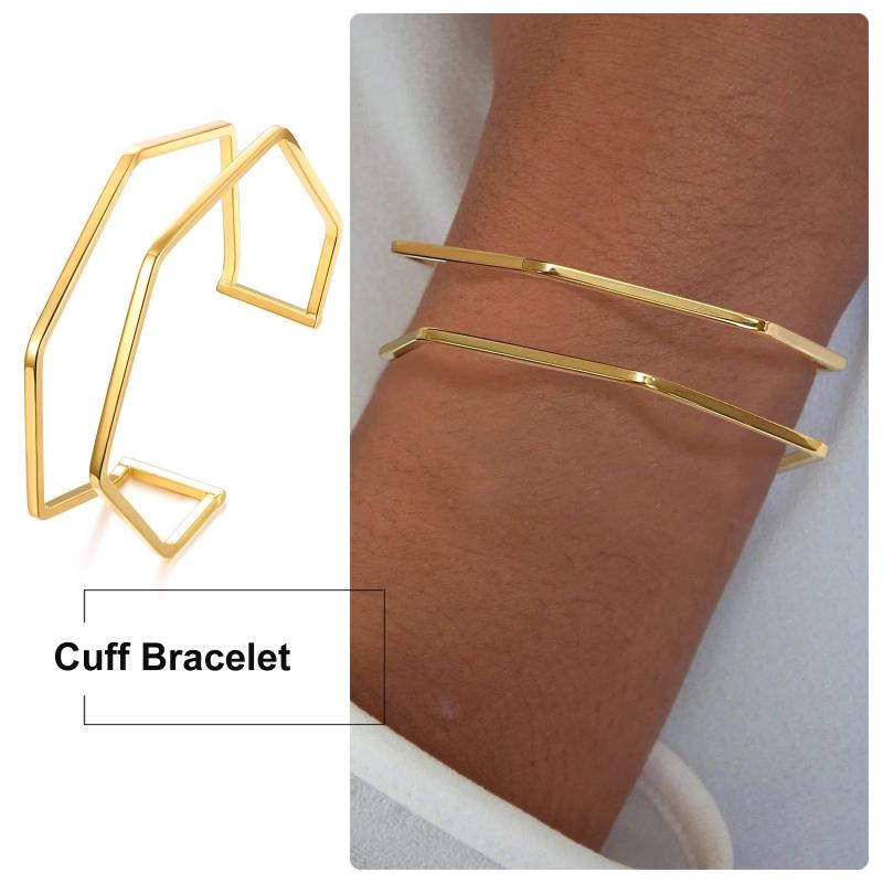 Geometric Women Cuff Bracelet, Wide Bangle, Minimalist Jewelry