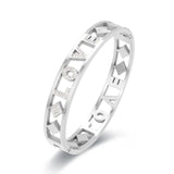 Stainless Steel Bracelet Bangle Rhinestone LOVE Letters Charms