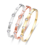 Heart Zircon Cuff Bracelet CZ Crystal Women's Party Jewelry