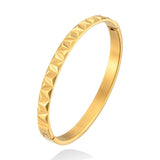 18K Stainless Steel Engraved Wave Bracelets For Women Cuff Bangles