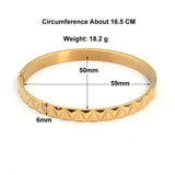 18K Stainless Steel Engraved Wave Bracelets For Women Cuff Bangles