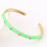 18K Plated Enamel Bangles Bracelets Women Party Jewelry Colorful Birthday