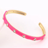 18K Plated Enamel Bangles Bracelets Women Party Jewelry Colorful Birthday