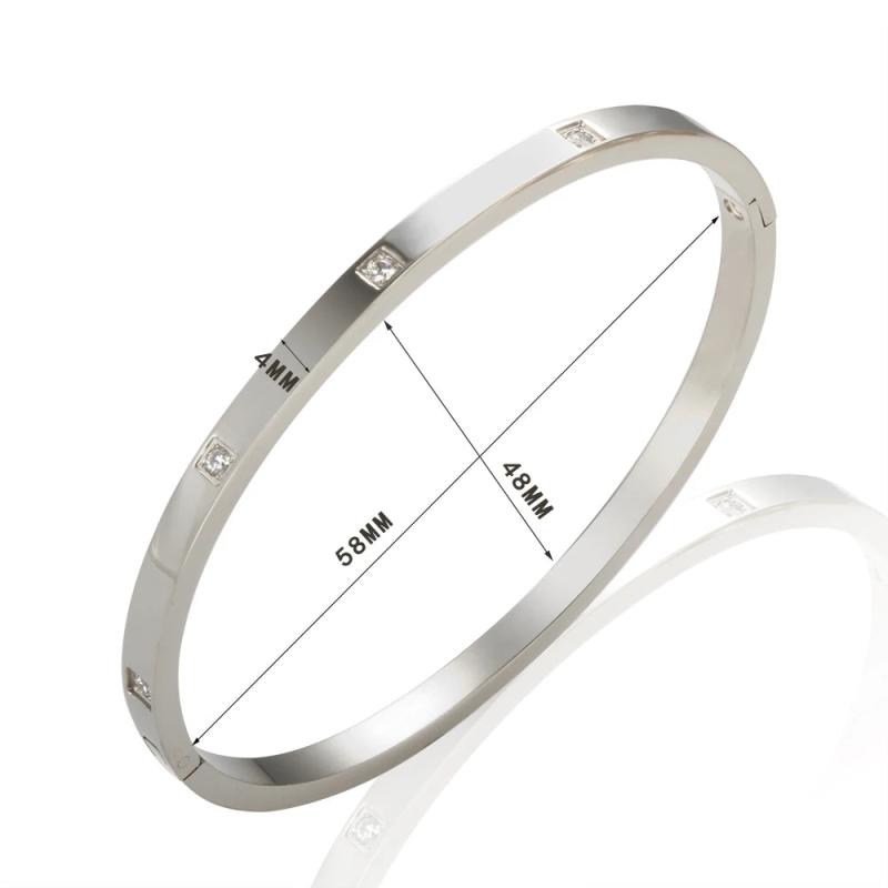 Cz Inlay Crystal Couple Lover Bracelets, 4mm/6mm Width, Wedding Gift