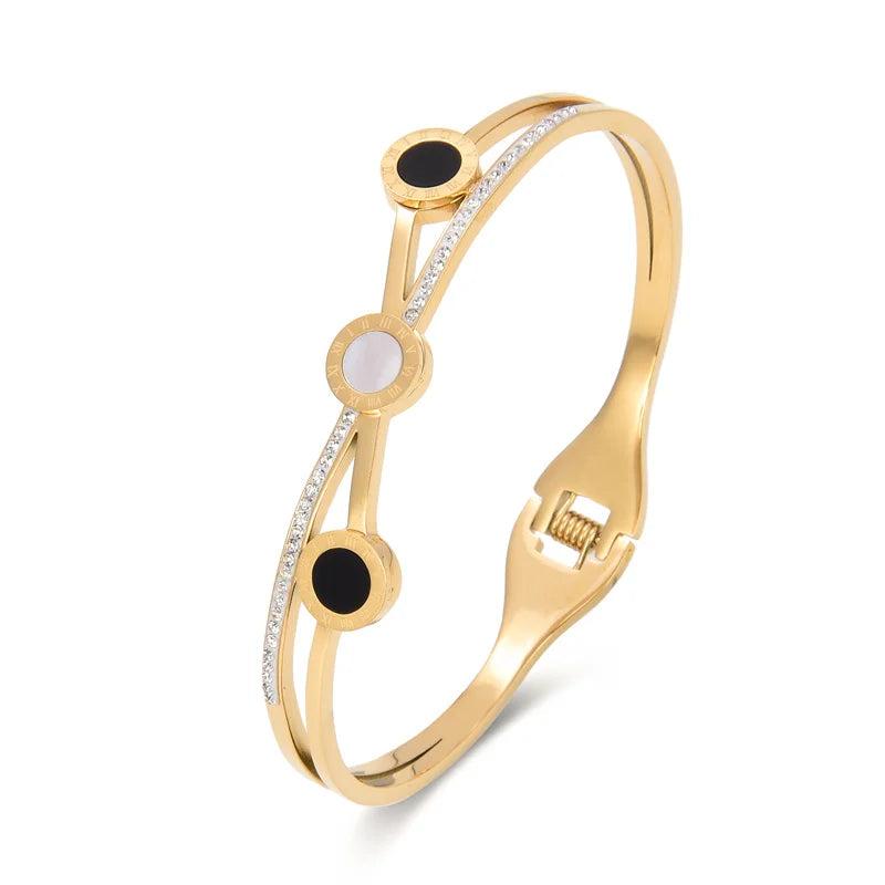 Crystal Roman Numeral Shell Bangle Jewelry