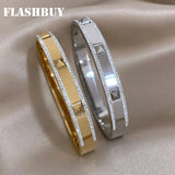 Silver Rhinestone Rivet Stainless Steel Bangles Bracelets for Women