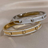 Silver Rhinestone Rivet Stainless Steel Bangles Bracelets for Women