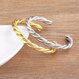 Nidin Twisted Cable Wire Bangle Plated Cuff Bracelet Adjustable Jewelry