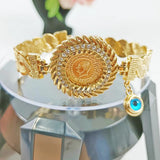 Ottoman Coin Bracelet Crystal Side Opening Bracelet Islamic Gift