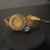 Ottoman Coin Bracelet Crystal Side Opening Bracelet Islamic Gift