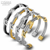 Twisted Cable Wire Bangles X Bracelets Women Men Cuff