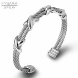 Twisted Cable Wire Bangles X Bracelets Women Men Cuff