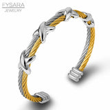 Twisted Cable Wire Bangles X Bracelets Women Men Cuff