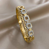 Crystal Zircon Charm Stainless Steel Bangles for Women